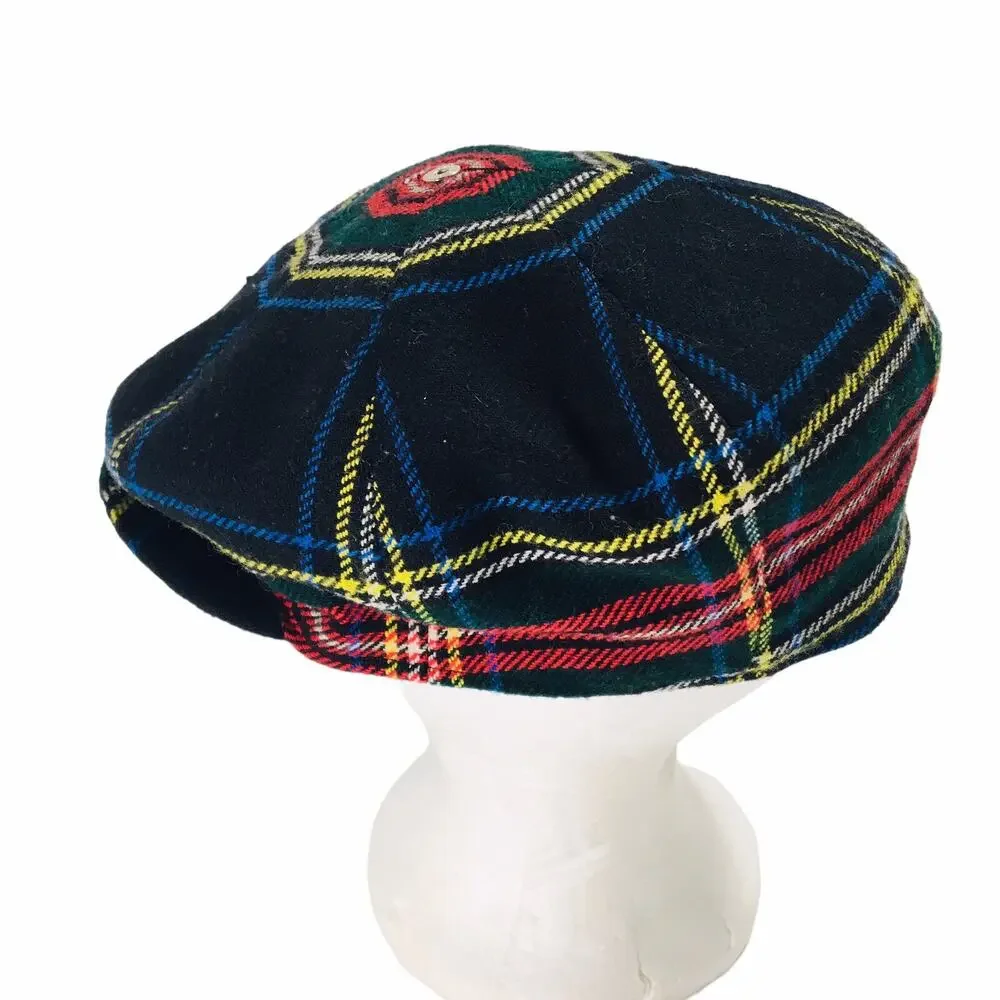 Scotland Tom Morris Blackwatch Acrylic & Wool Cabbie Golf Hat Plaid Sz 7.5